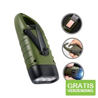 Luume Solar Survival Flashlight - Dynamo Zaklamp - Solar & Hand Crank - 3 LED - Groen