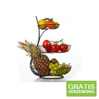 FEDEC Fruitschaal - 3 Laags - 30 x 45 cm - zwart
