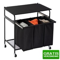 Bekijk de deal van DealDonkey.com: Niceey Wasmand 3 Vakken 120 L met Wielen en Deksel
