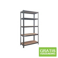 Profeco Opbergrek - 172 x 75 x 30 cm - 75 kg per plank - zwart