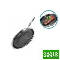 Bekijk de deal van DealDonkey.com 3: ENRICO Koekenpan 28 cm - RVS Honingraat Anti-Aanbakpan - PFAS-vrij - Inductie