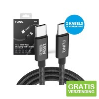2 FlinQ 100W Snellader USB C Oplaadkabels - USB C naar USB C - 2 Meter