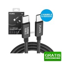 Bekijk de deal van DealDonkey.com 3: 2 FlinQ 100W Snellader USB C Oplaadkabels - USB C naar USB C - 2 Meter