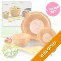 5-delige houten schalen set