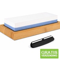 Xemm Messenslijper Wetsteen - Slijpsteen voor Messen - Korrel 1000 en 6000 - met Hoekbegeleider