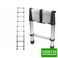 Bekijk de deal van DealDonkey.com 4: Mannsberger Telescopische Softclose Ladder - Uitschuifbare ladder - 2,6 meter