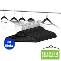 50 Stevige suede kledinghangers - zwarte kleerhangers