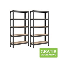 2 Profeco Stellingkasten - zwart - 180 x 90 x 40 cm