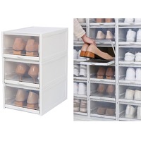 Bekijk de deal van DealDonkey.com 4: 3 Fedec Stapelbare Schoenenorganisers - Schoenen opbergboxen - Transparant