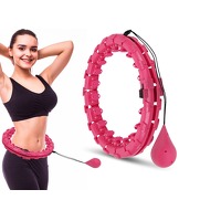 Niceey Fitness Hoelahoep met Gewicht 24 Schakels - Verstelbaar tot 150 cm - Roze