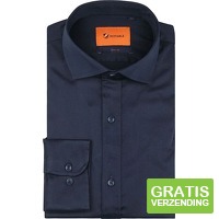 Suitable Satin Overhemd Navy