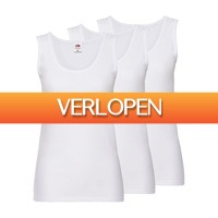 GeheimeDeals.nl: Fruit of the Loom 3-pack Dames Tanktop - wit en zwart