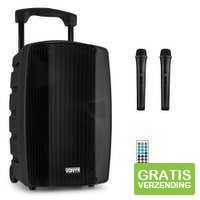 Vonyx VSP200 - 200 Watt Mobiele Speaker met Bluetooth 5.0 - 10 inch - 2 Draadloze UHF microfoons