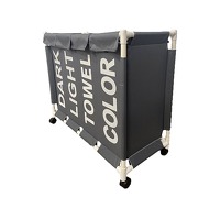 Bekijk de deal van DealDonkey.com 3: Lowander Wasmand met deksel 120 liter - Wassorteerder 4 vakken op wieltjes