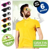 Set van 6 gekleurde zonnebrillen