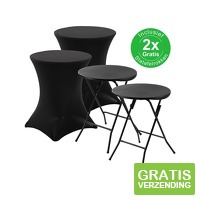 Bardi 2 x Salontafel - Bijzettafel Inklapbaar 60 x 74cm - zwart Inclusief zwarte Rokken