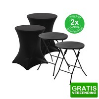 Bekijk de deal van DealDonkey.com 4: Bardi 2 x Salontafel - Bijzettafel Inklapbaar 60 x 74cm - zwart Inclusief zwarte Rokken