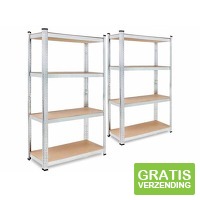 Profeco 2x Heavy Duty Opbergrek - RVS - 160 x 80 x 40 cm - 100kg per plank