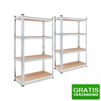 Bekijk de deal van DealDonkey.com 2: Profeco 2x Heavy Duty Opbergrek - RVS - 160 x 80 x 40 cm - 100kg per plank
