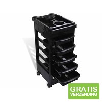 Lowander Kapperstrolley - 5 Lades - Verrijdbare Salon Trolley met Houders - zwart