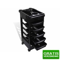 Bekijk de deal van DealDonkey.com 4: Lowander Kapperstrolley - 5 Lades - Verrijdbare Salon Trolley met Houders - zwart