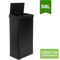 QLT Push Prullenbak met Drukdeksel - 50 Liter - zwart