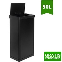 Bekijk de deal van DealDonkey.com: QLT Push Prullenbak met Drukdeksel - 50 Liter - zwart