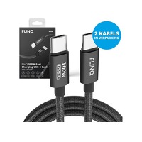 2 FlinQ 100W Snellader USB C Oplaadkabels - USB C naar USB C - 2 Meter