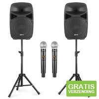 Vonyx karaoke speaker set met statieven en 2 draadloze microfoons - 1000W - Bluetooth