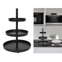 DealDonkey.com: HIT Metalen Etagere - Serveertoren - 3 laags - 25 x 35 cm - zwart