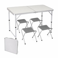 Kynast Camping Klaptafel Set - 5-delig - Aluminium - Tafel met 4 Krukjes