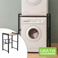 Hi Wasmachinerek - Staal en MDF - Verstelbare Hoogte - Max. 250 kg Draagvermogen