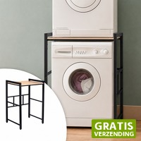 DealDonkey.com: Hi Wasmachinerek - Staal en MDF - Verstelbare Hoogte - Max. 250 kg Draagvermogen