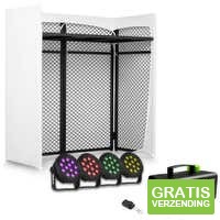 Fuzzix beginners DJ setup - Met opvouwbare DJ booth, 4 LED parren en rookmachine - RGB LED's