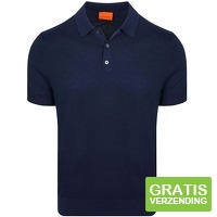 Suitable Knitted Polo Cotton Linen Navy