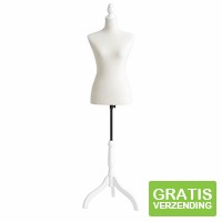 Lowander Dames Paspop - Verstelbaar 134-170 cm - Fluweel - wit