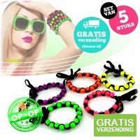 5 hippe fluorescerende armbanden