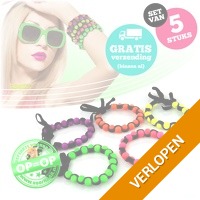 5 hippe fluorescerende armbanden