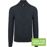 Suitable Pine Knit Half Zip Trui Navy