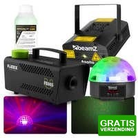 Bekijk de deal van MaxiAxi.com: BeamZ feestverlichting pakket met LED lichteffect, laser en rookmachine