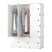 Lowander Torino Kunststof Kledingkast - Vakkenkast - 3 x 4 - wit - 148  111  37 cm