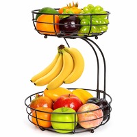 DealDonkey.com: XEMM Fruitmand met Bananenhouder - 2-Laags Rond - zwart Metaal