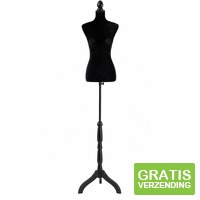 Lowander Dames Paspop - Verstelbaar 134-170 cm - Fluweel - zwart