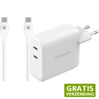 Coolblue.nl 1: BlueBuilt 100W GaN Oplader met 2 Usb C Poorten wit + BlueBuilt Usb C Kabel 240W 2 m Nylon