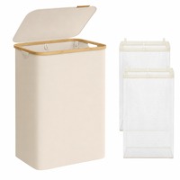 DealDonkey.com: XEMM Wasmand met Deksel - 130 liter - 2 Vakken - Uitneembare Waszakken