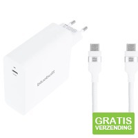 BlueBuilt 140W GaN Usb C Oplader wit + Usb C Kabel 240W 2 m Nylon wit