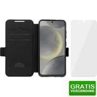 Bekijk de deal van Coolblue.nl 1: BlueBuilt Samsung Galaxy S25 Book Case Leer zwart + BlueBuilt Screenprotector Glas
