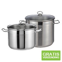 Prachtige grote RVS soeppan - 10 of 15 liter - Met glazen deksel