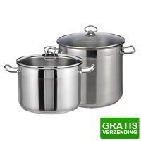 Bekijk de deal van DealDonkey.com 3: Prachtige grote RVS soeppan - 10 of 15 liter - Met glazen deksel